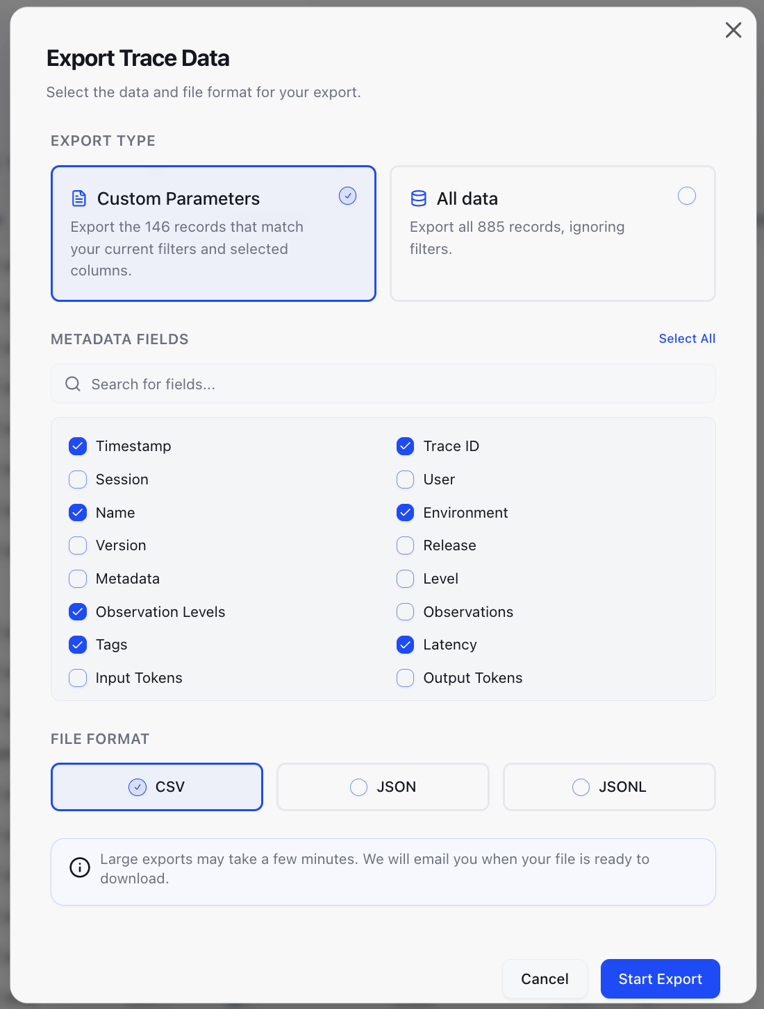 Export Modal